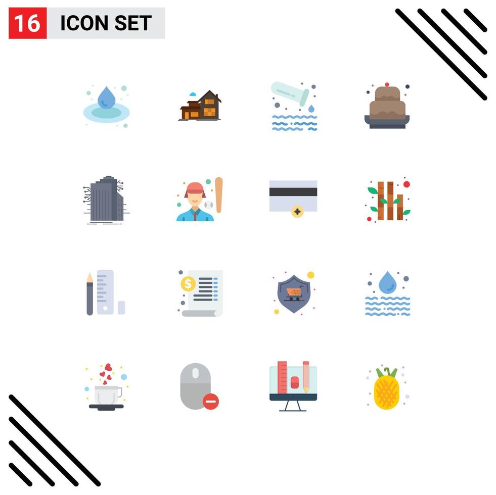 Modern Set of 16 Flat Colors and symbols such as oil tube home appartment birthday Editable Pack of Creative Vector Design Elements