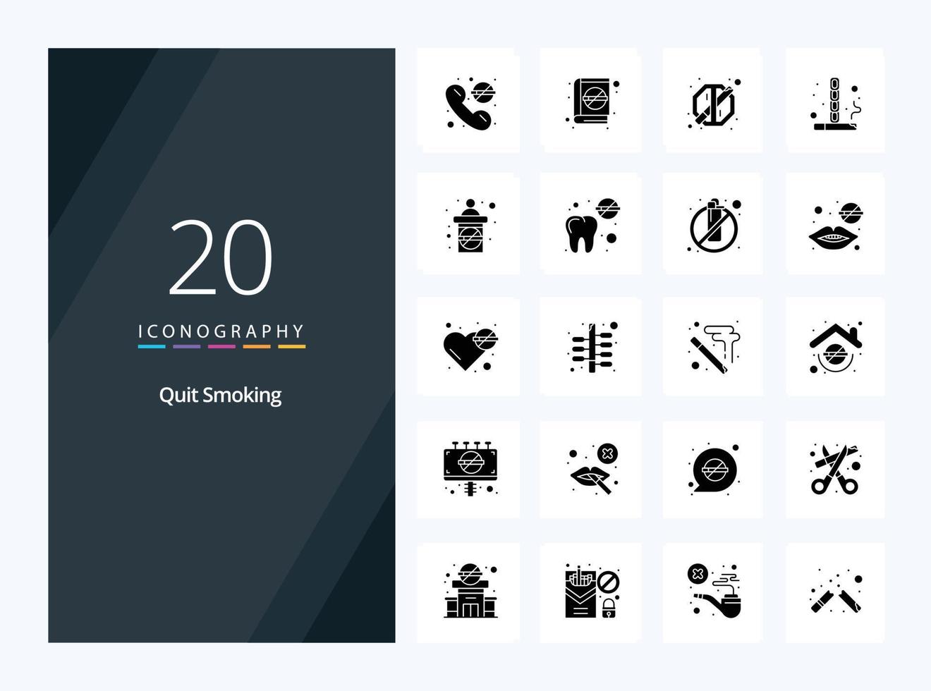 20 Quit Smoking Solid Glyph icon for presentation vector