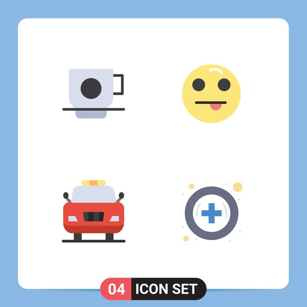 Set of 4 Commercial Flat Icons pack for business police finance happy medical Editable Vector Design Elements
