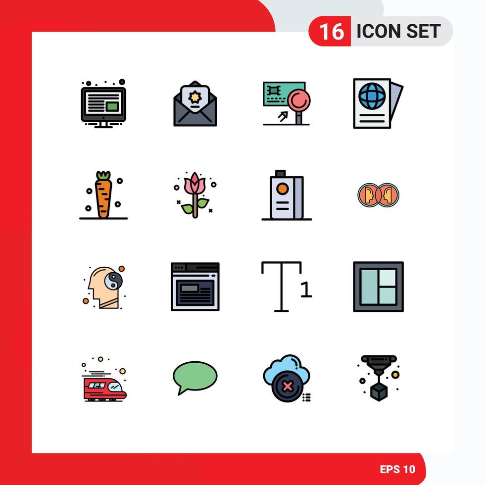16 Creative Icons Modern Signs and Symbols of food carrot banking travel document Editable Creative Vector Design Elements