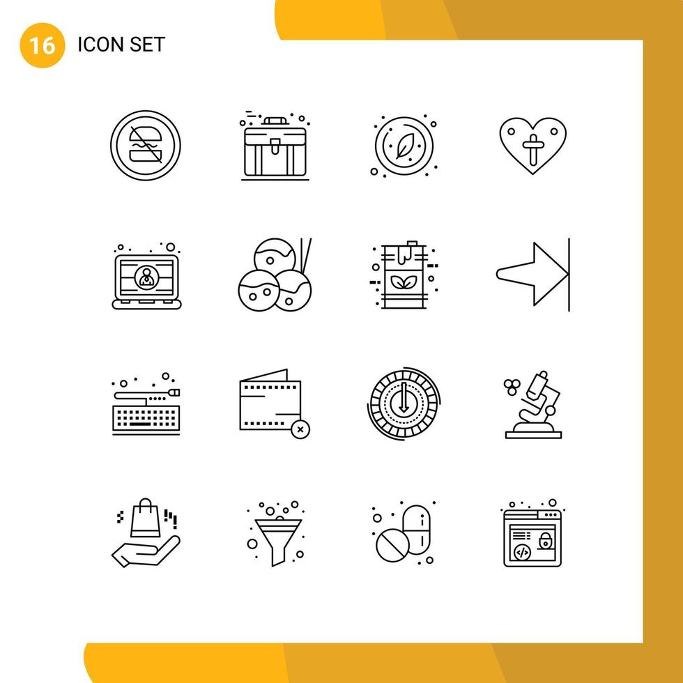 16 Creative Icons Modern Signs and Symbols of computer easter case love circle Editable Vector Design Elements