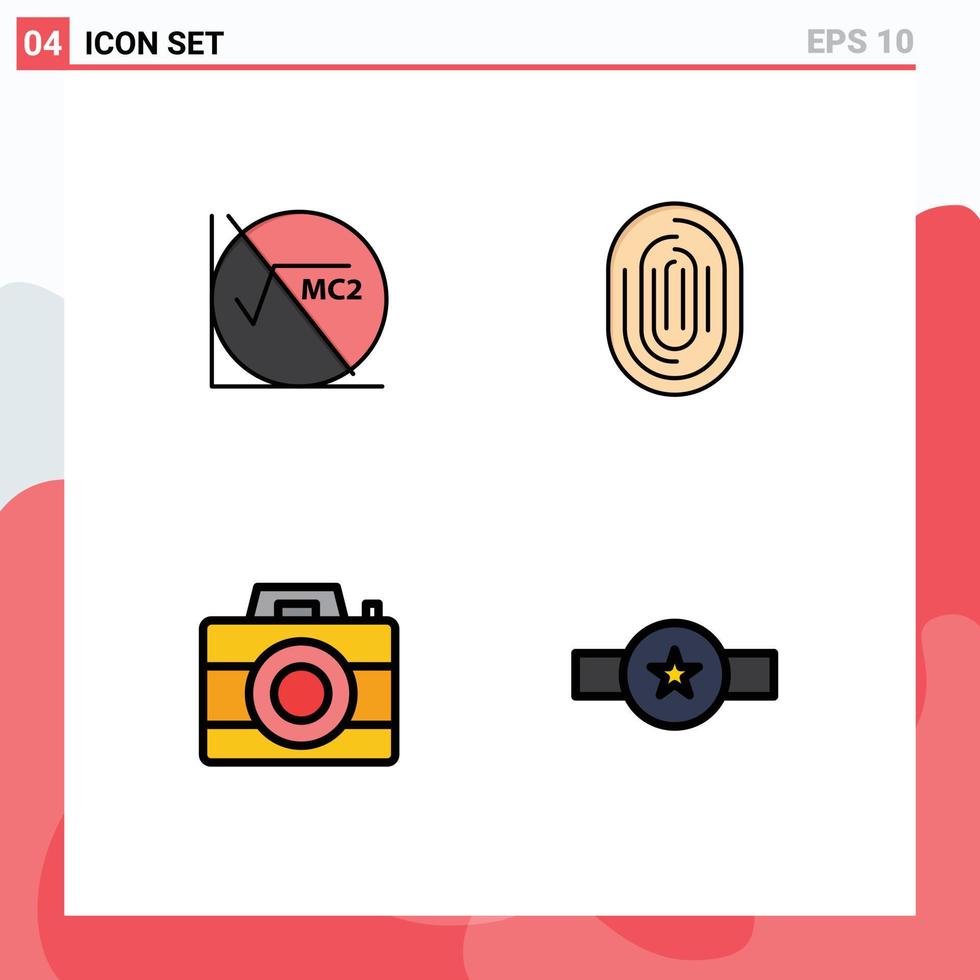Universal Icon Symbols Group of 4 Modern Filledline Flat Colors of math scanning education recognition computer Editable Vector Design Elements