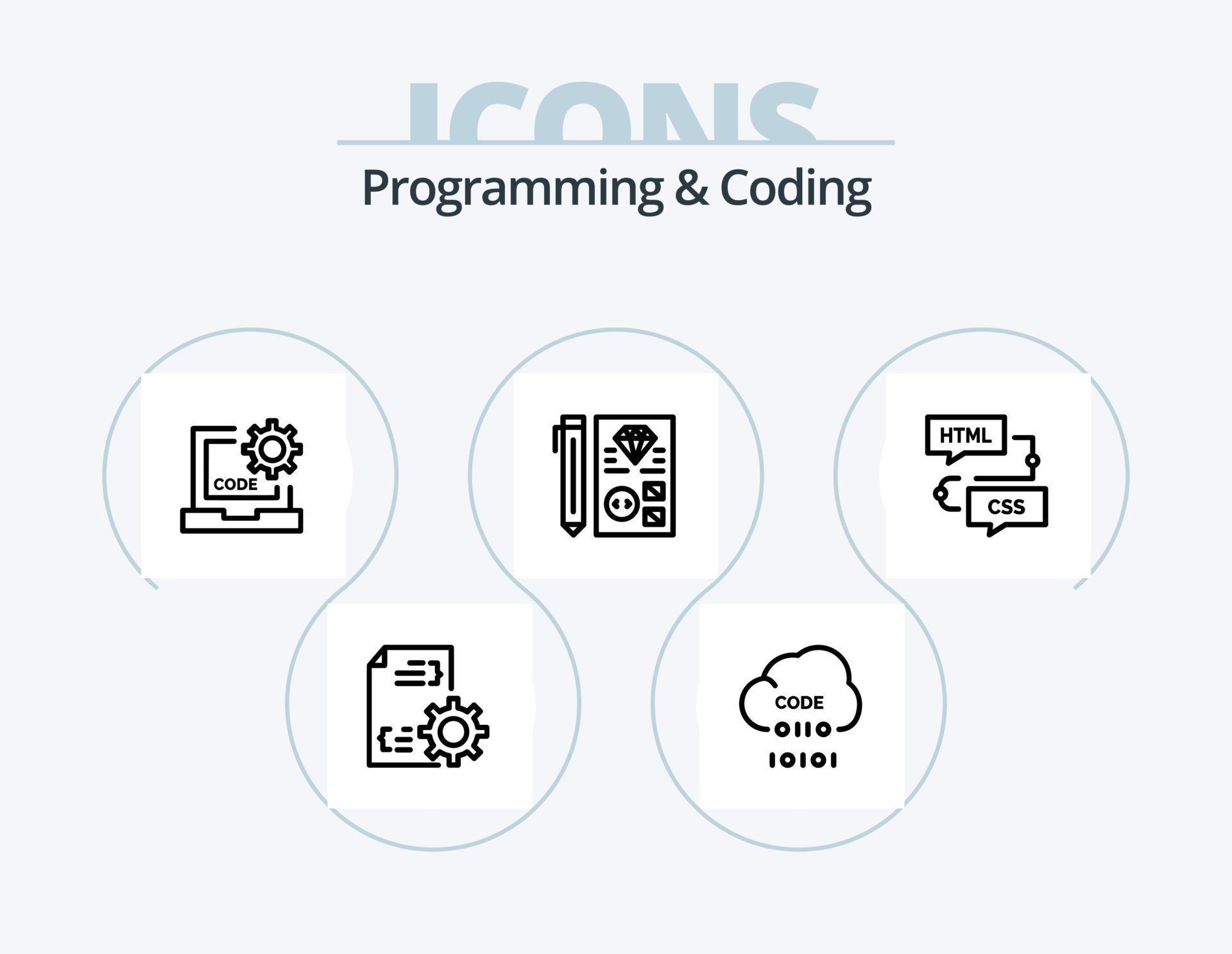 Programming And Coding Line Icon Pack 5 Icon Design. development. bug ...