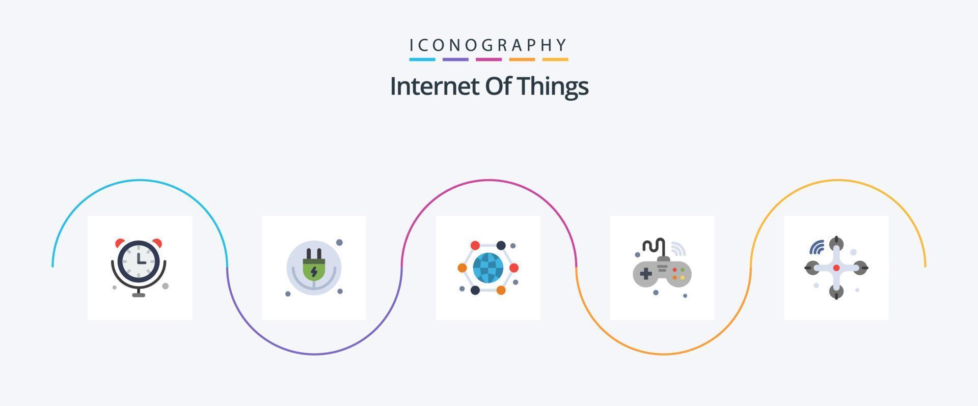 Internet Of Things Flat 5 Icon Pack Including things. internet. wifi. games. internet vector