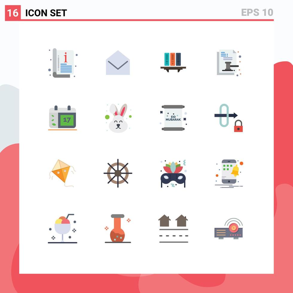 16 User Interface Flat Color Pack of modern Signs and Symbols of catalog archive template message database Editable Pack of Creative Vector Design Elements