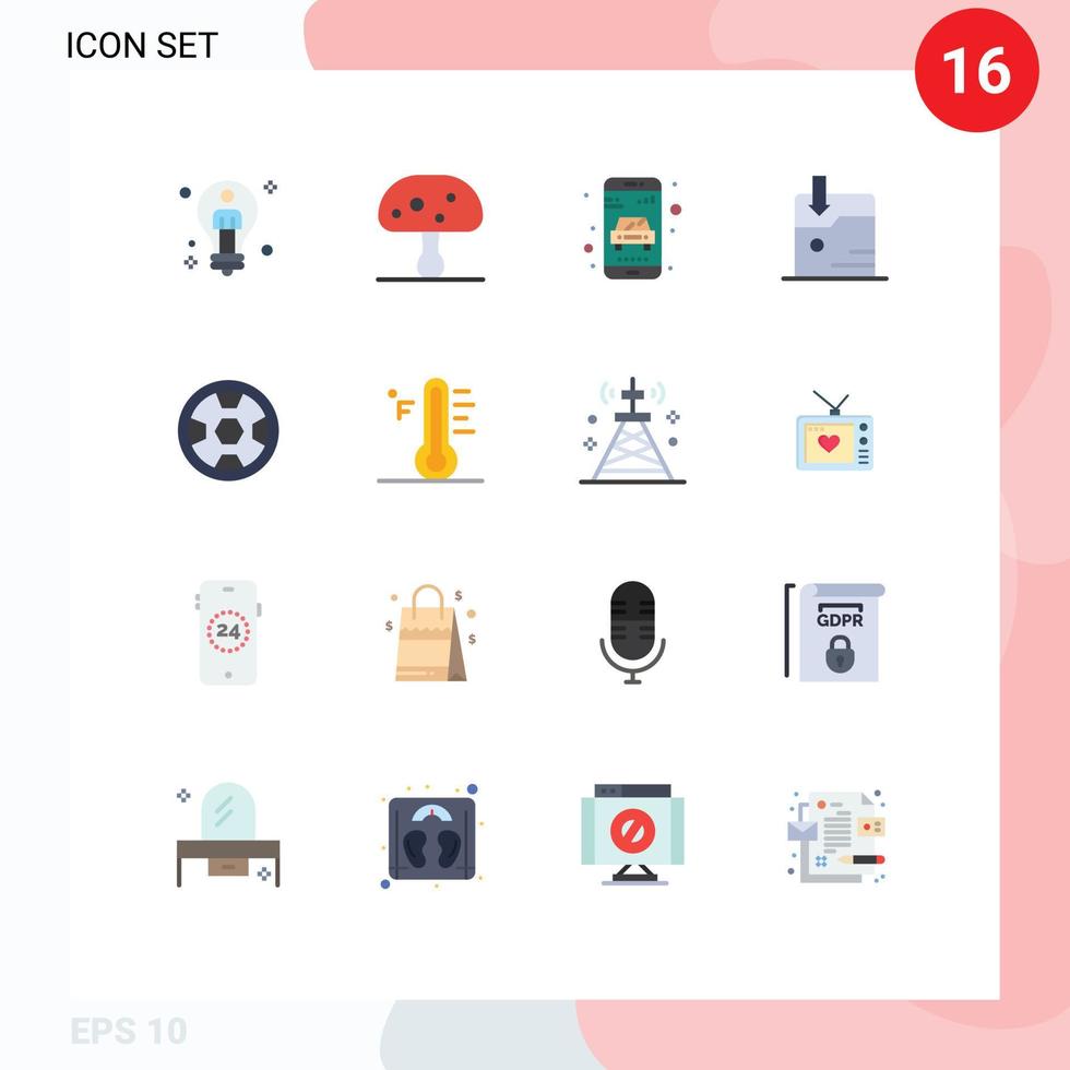 16 User Interface Flat Color Pack of modern Signs and Symbols of bulb delivery man nature service Editable Pack of Creative Vector Design Elements