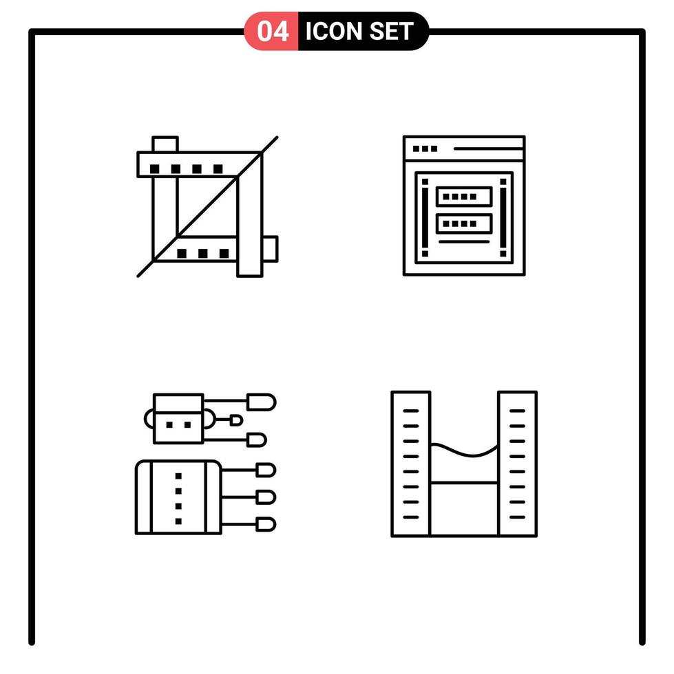 conjunto de 4 paquetes comerciales de colores planos de línea de relleno para cosechar agujas de contraseña fraudulentas chinas elementos de diseño vectorial editables vector