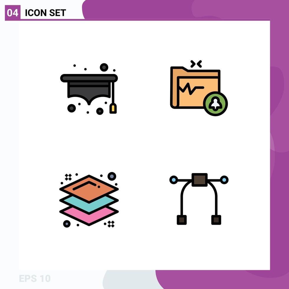 4 Filledline Flat Color concept for Websites Mobile and Apps hat layers document safe folder graphic Editable Vector Design Elements