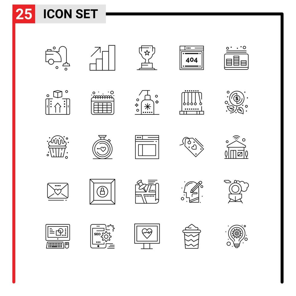 Group of 25 Lines Signs and Symbols for level audio cup codiing computing Editable Vector Design Elements