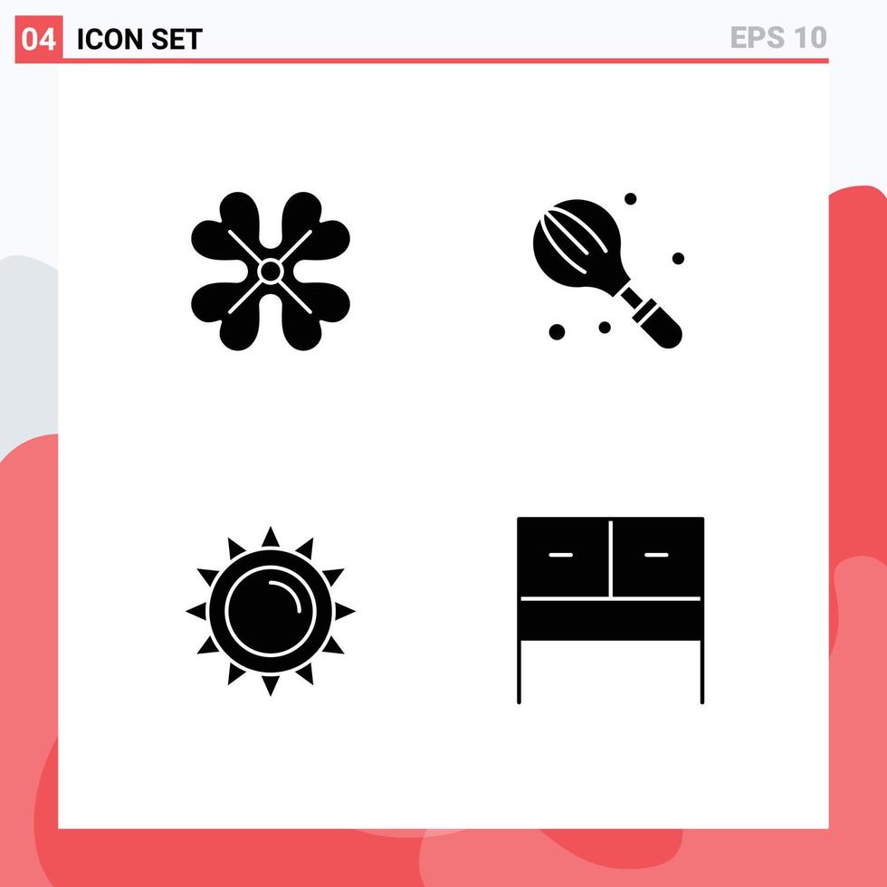 4 Creative Icons Modern Signs and Symbols of anemone sun spring flower household light Editable Vector Design Elements