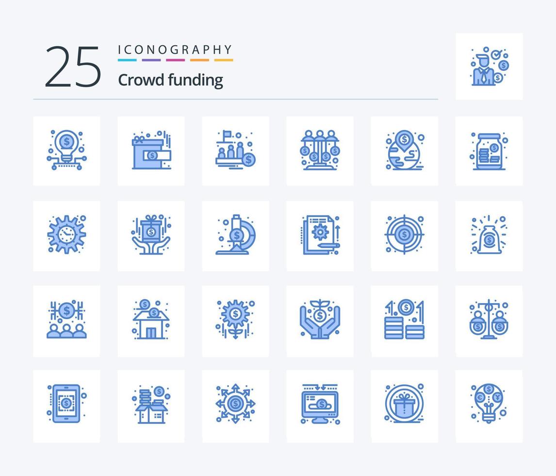 Crowdfunding 25 Blue Color icon pack including sponsor investment. investment. fund. equity. trade vector