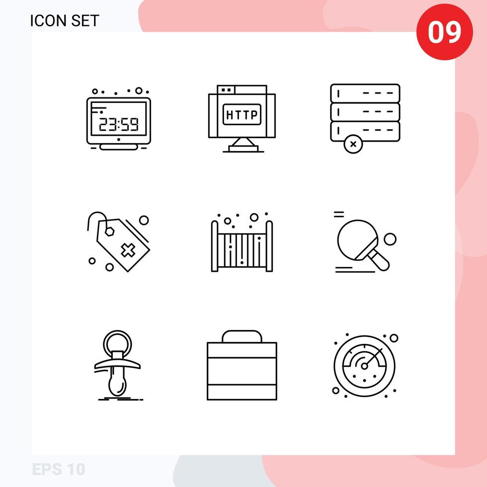 9 Universal Outlines Set for Web and Mobile Applications child sign link add medical Editable Vector Design Elements