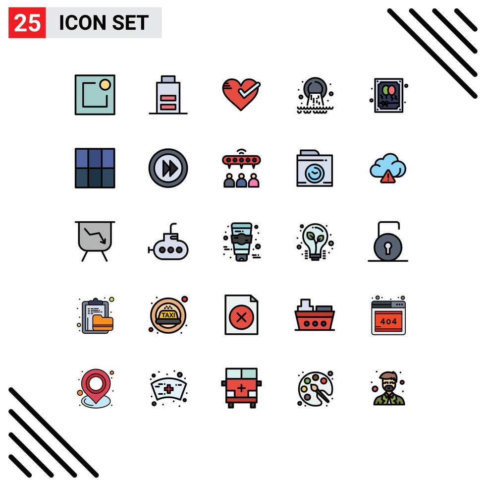 Set of 25 Modern UI Icons Symbols Signs for gift sewage love radioactive pipe Editable Vector Design Elements