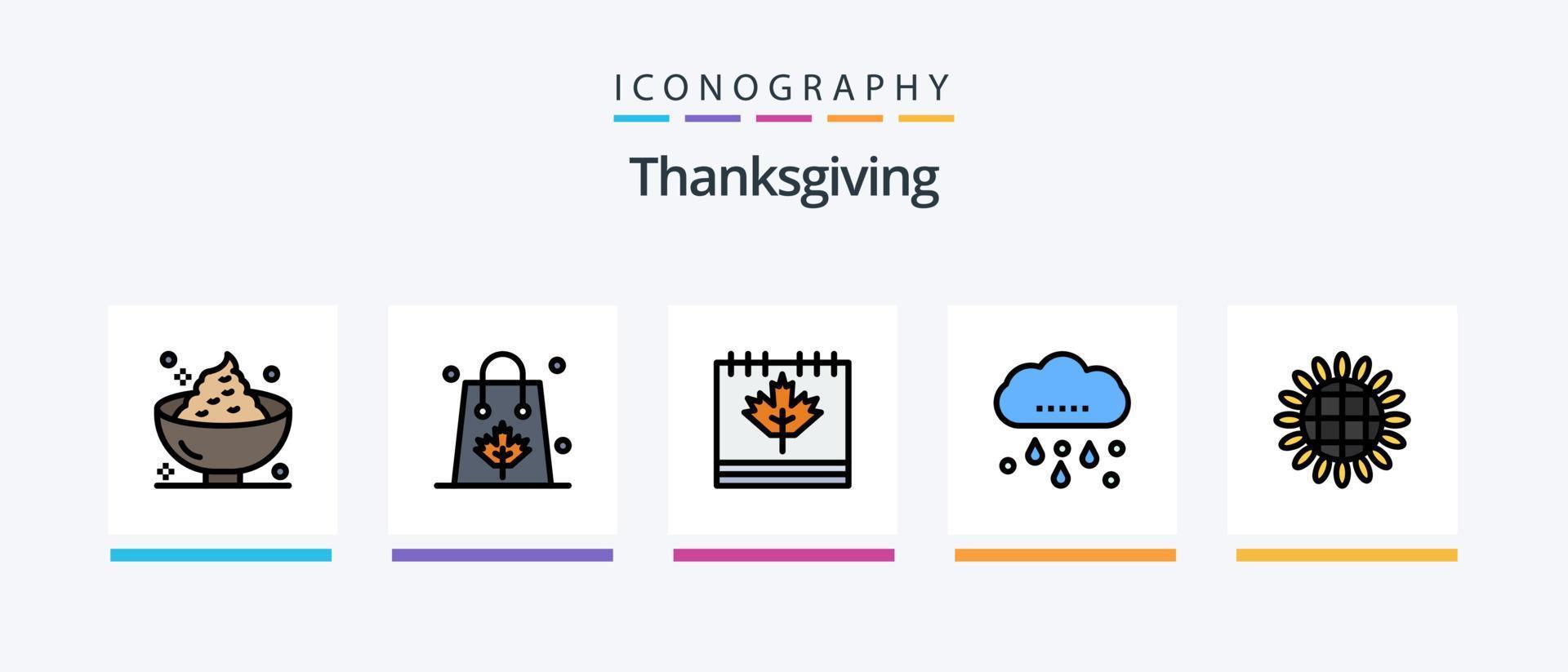 Thanksgiving Line Filled 5 Icon Pack Including holiday. dinner. thanksgiving. season. fall. Creative Icons Design vector