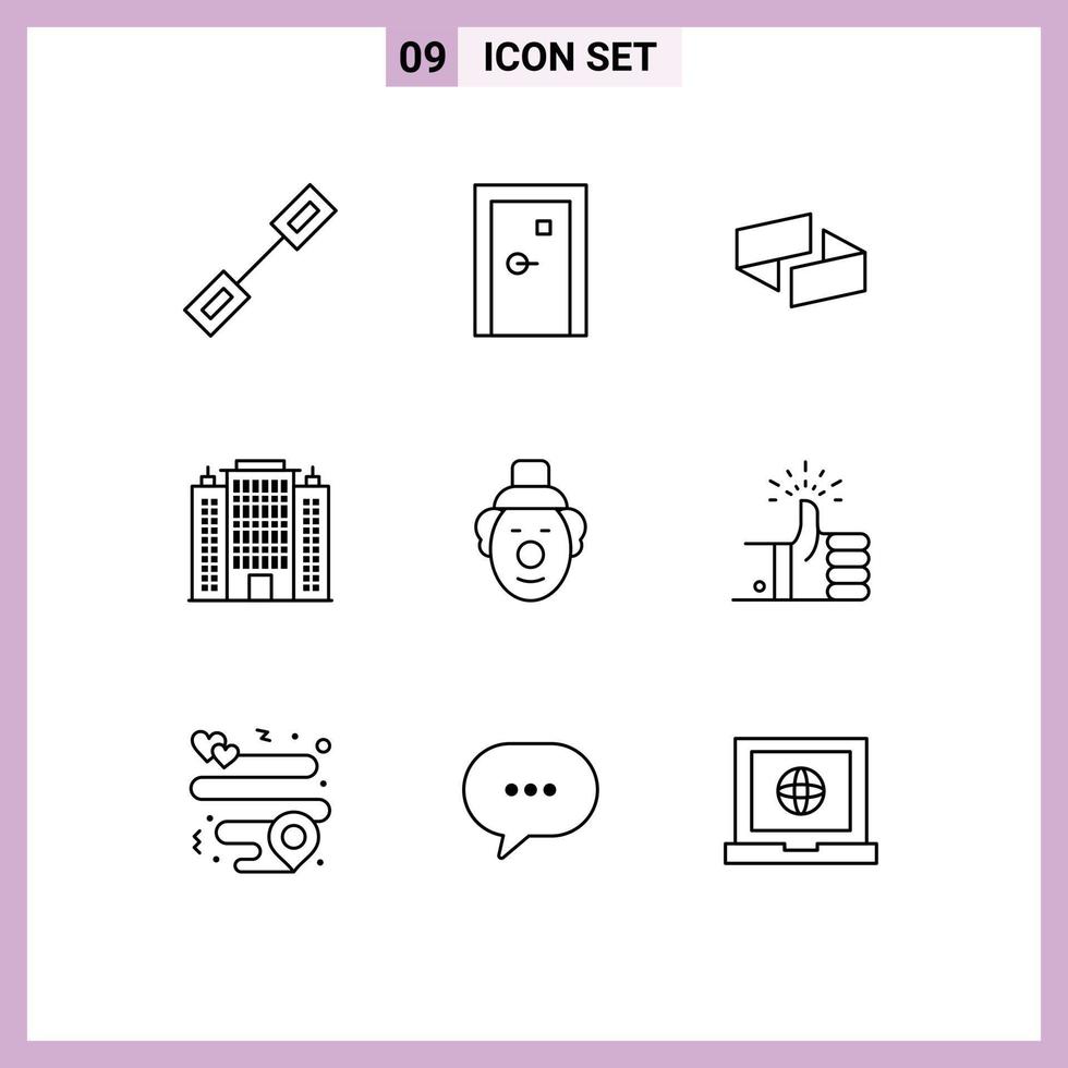 Stock Vector Icon Pack of 9 Line Signs and Symbols for joker building filled architecture crypto currency Editable Vector Design Elements