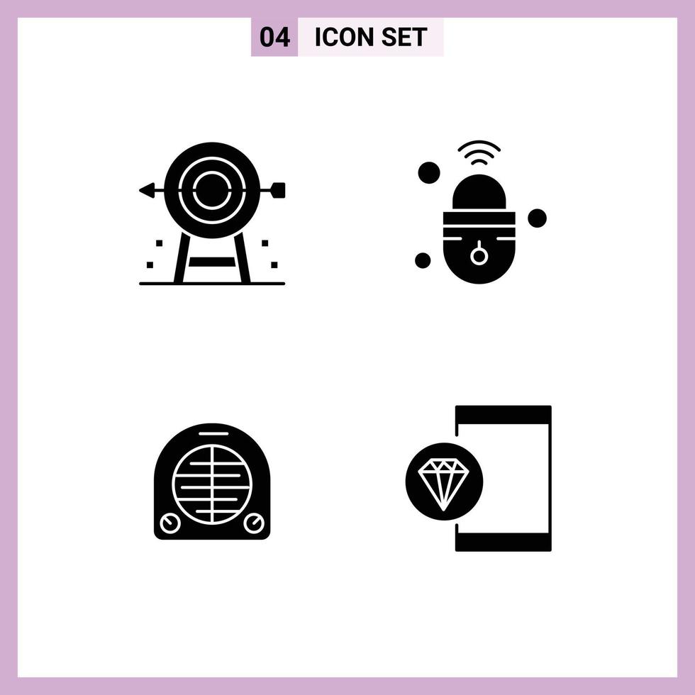 Group of 4 Solid Glyphs Signs and Symbols for business wifi planning iot heater Editable Vector Design Elements