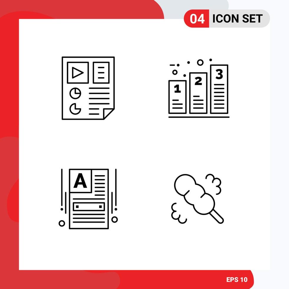 Group of 4 Filledline Flat Colors Signs and Symbols for data phases report chart making website Editable Vector Design Elements
