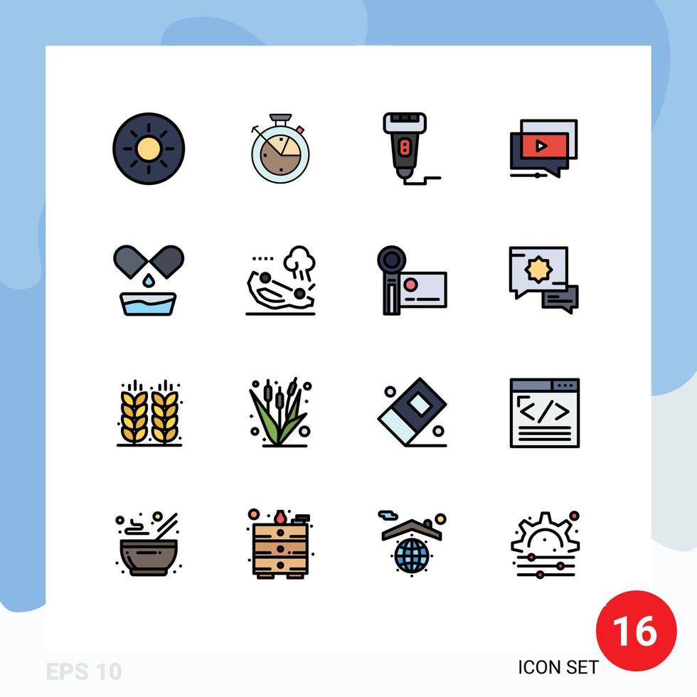 paquete de iconos de vectores de stock de 16 signos y símbolos de línea para presentación médica pago video youtube elementos de diseño de vectores creativos editables