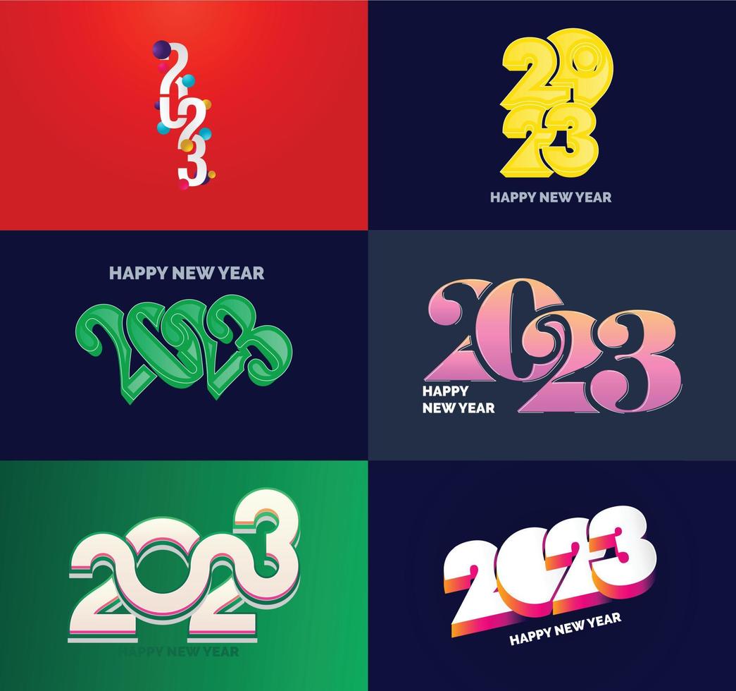 Big Set of 2023 Happy New Year logo text design 2023 number design template vector
