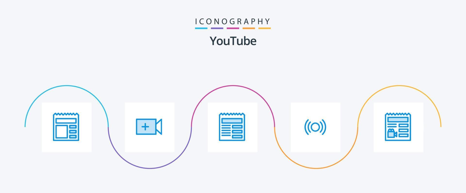 Youtube Blue 5 Icon Pack Including basic. ux. text. ui. essential vector
