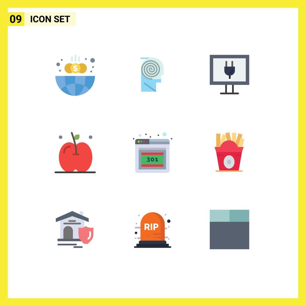 Set of 9 Vector Flat Colors on Grid for error browser study thanksgiving apple Editable Vector Design Elements