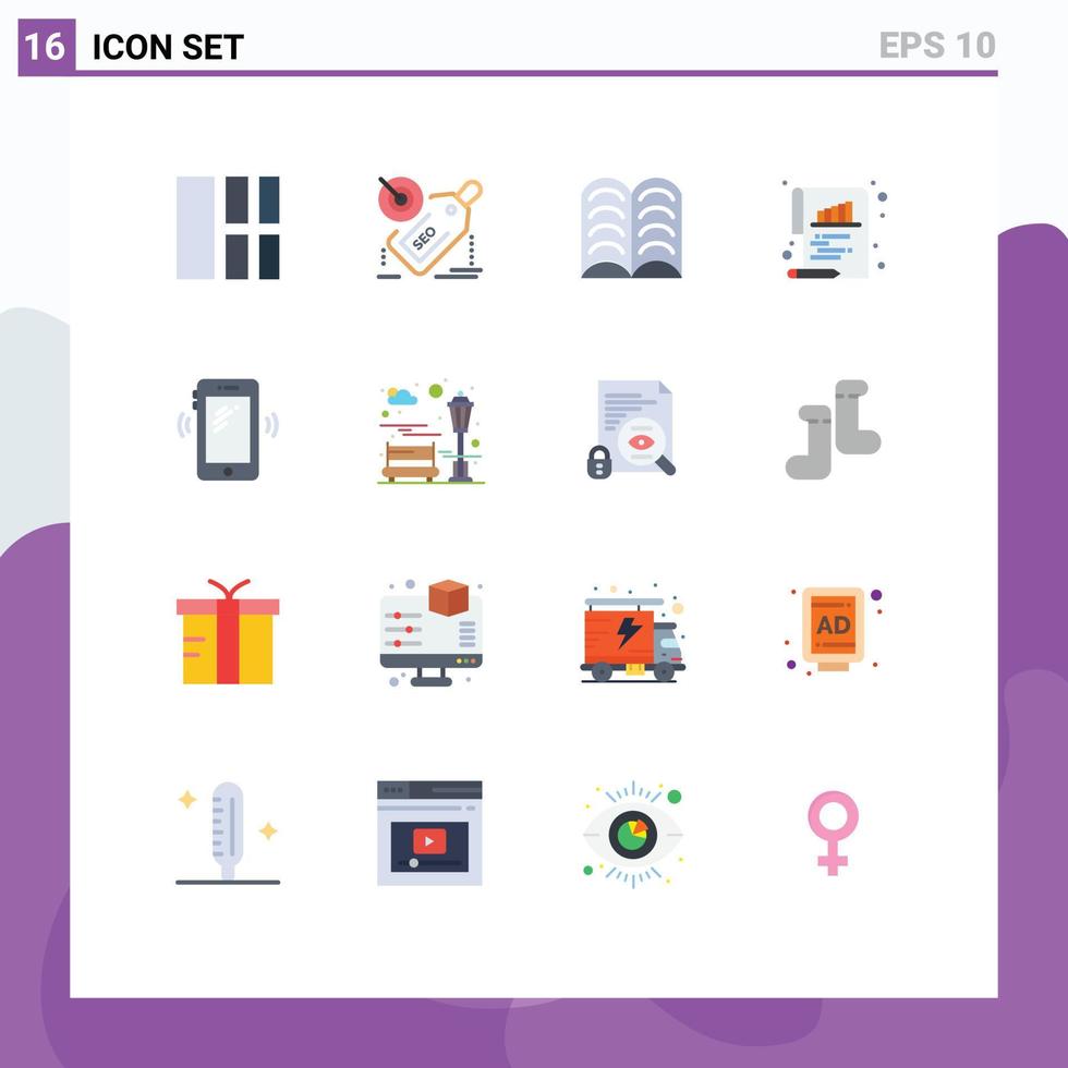 Universal Icon Symbols Group of 16 Modern Flat Colors of collage book layout target learn Editable Pack of Creative Vector Design Elements