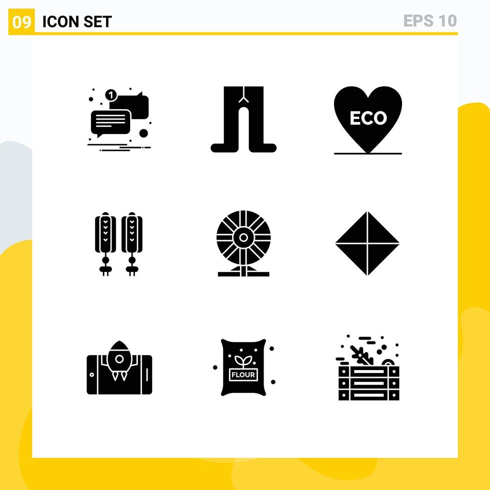 Set of 9 Modern UI Icons Symbols Signs for chemistry biochemistry heart decoration china Editable Vector Design Elements