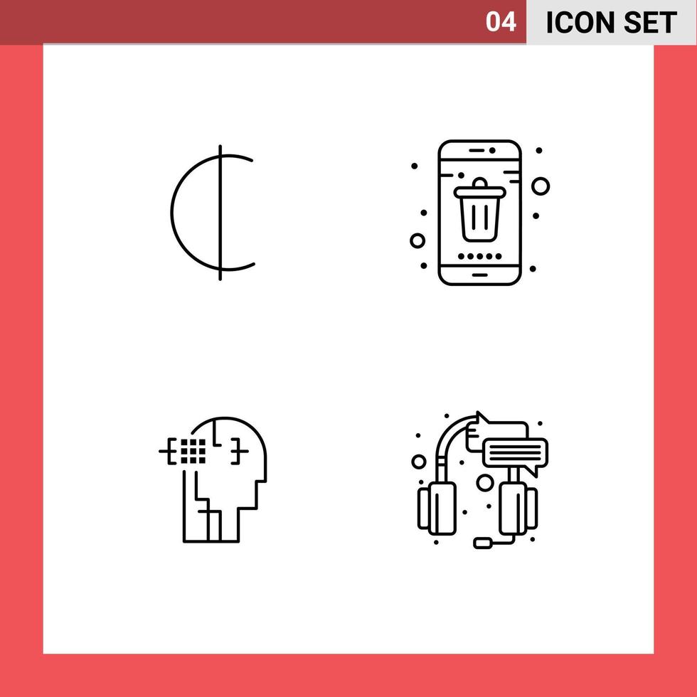 Universal Icon Symbols Group of 4 Modern Filledline Flat Colors of cedis human app mobile head Editable Vector Design Elements