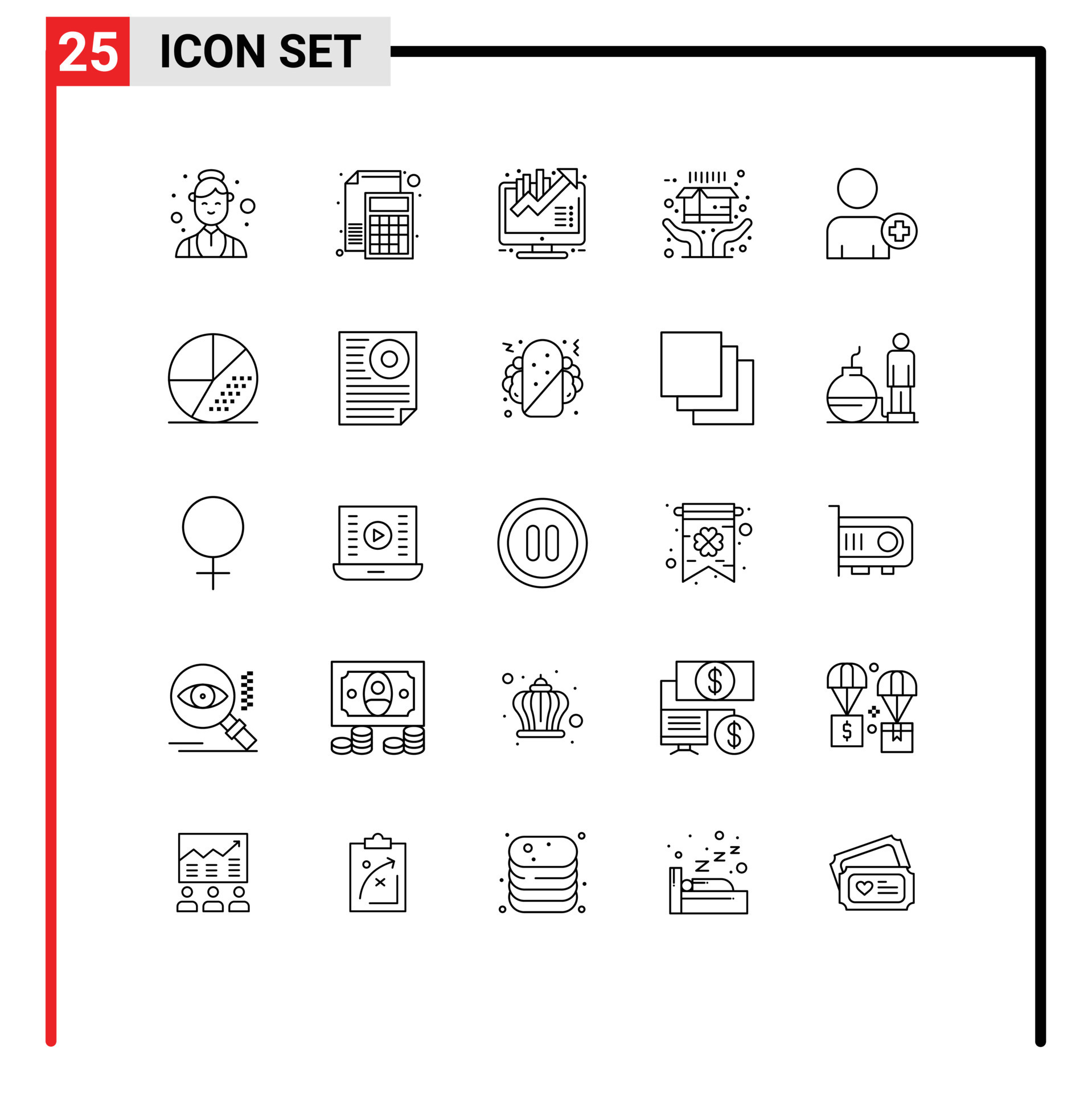 Pack of 25 creative Lines of multimedia shipping paper growth