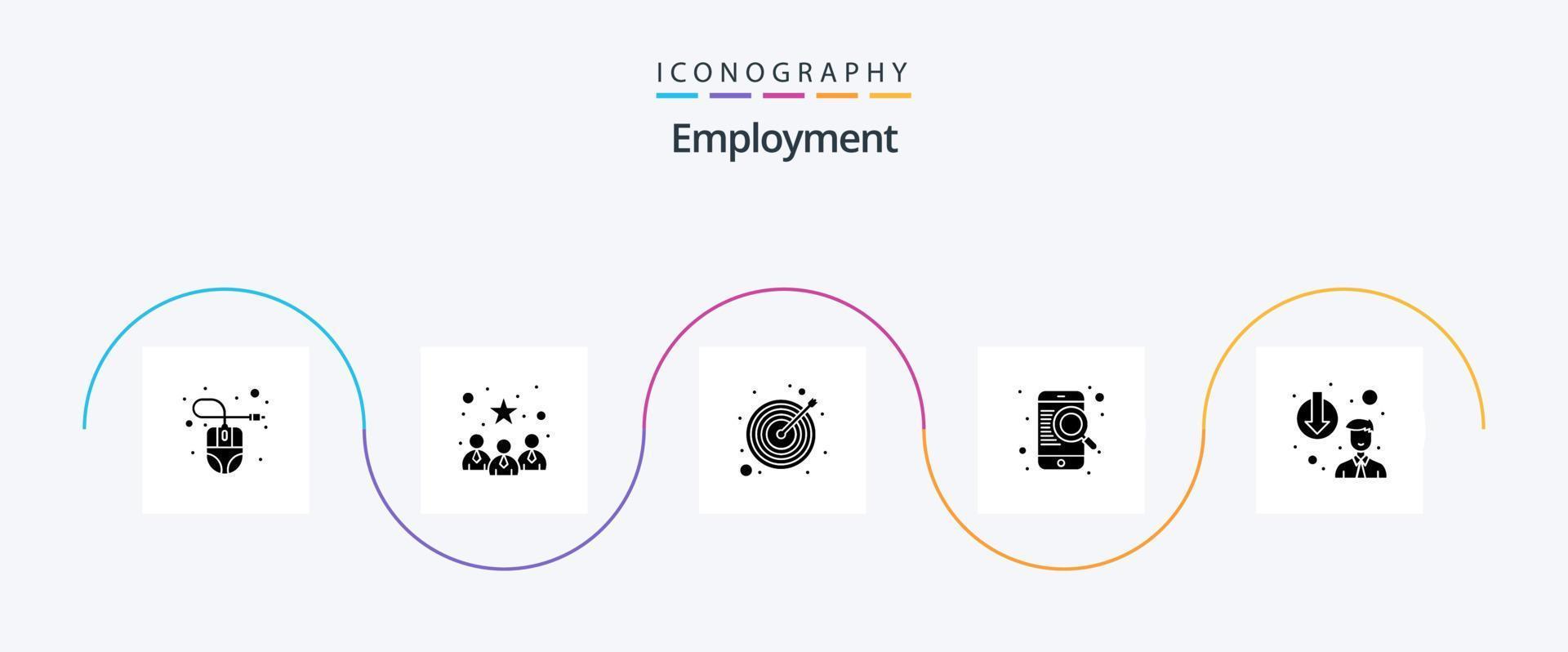 Employment Glyph 5 Icon Pack Including degradation. online. arrow. search. find vector