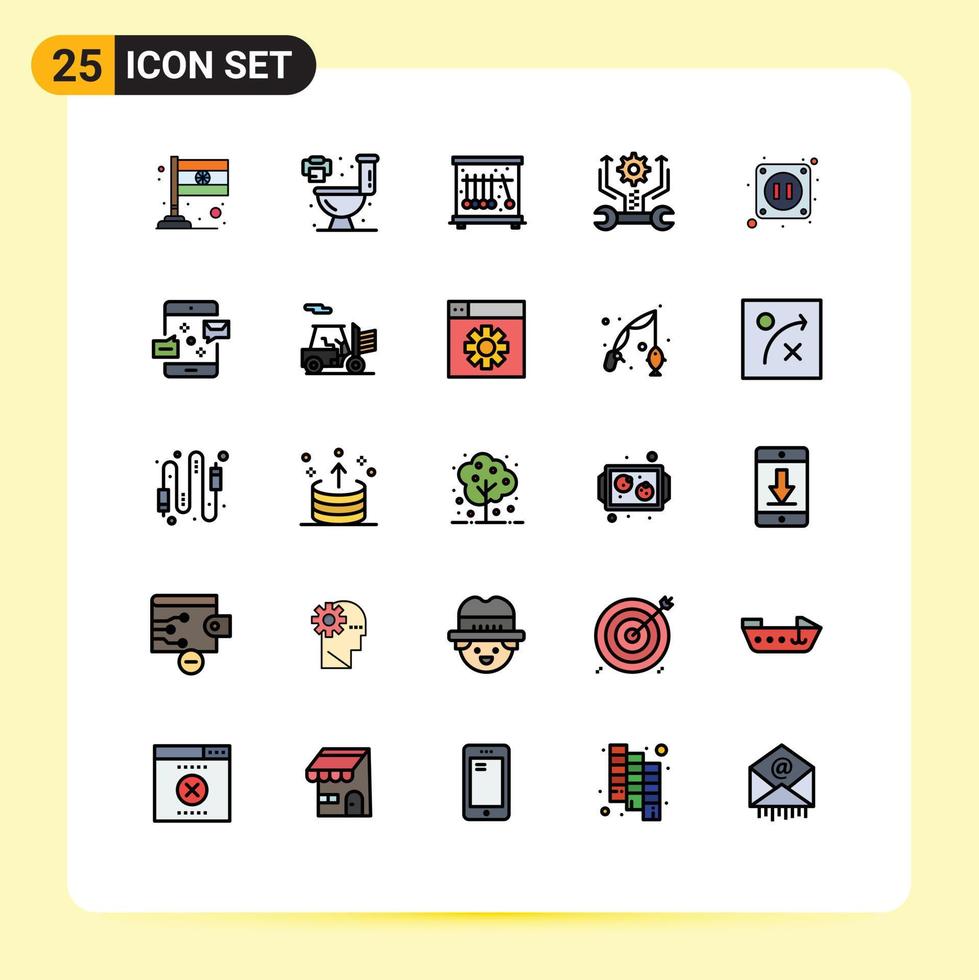 Stock Vector Icon Pack of 25 Line Signs and Symbols for connection socket science electricity tools Editable Vector Design Elements