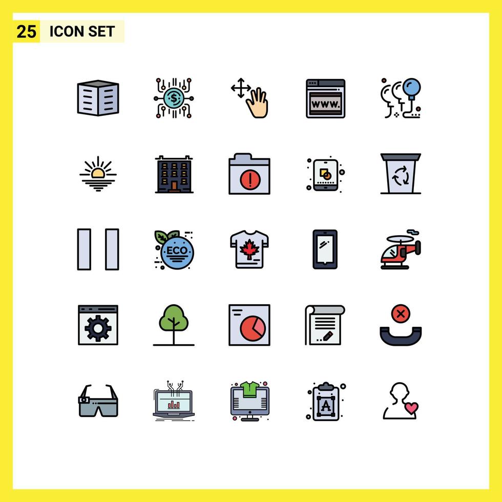 Pictogram Set of 25 Simple Filled line Flat Colors of balloons web crowdselling seo gestures Editable Vector Design Elements