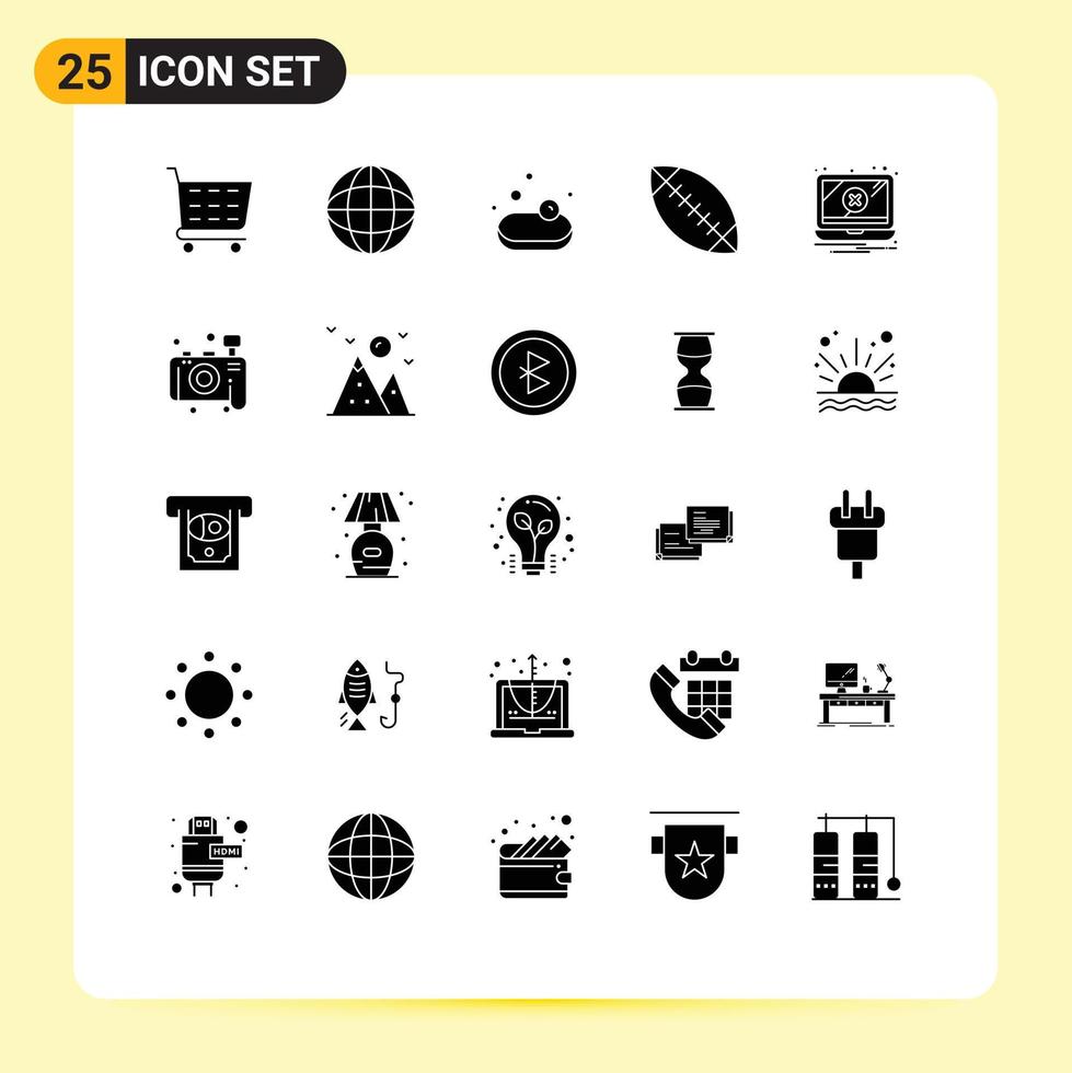 25 Creative Icons Modern Signs and Symbols of photography camera american warning notification Editable Vector Design Elements