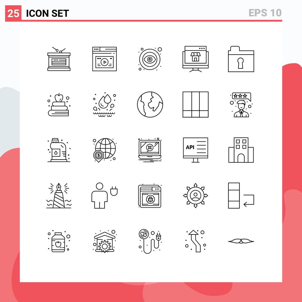 Modern Set of 25 Lines and symbols such as shopping marketplace media marketing visible Editable Vector Design Elements