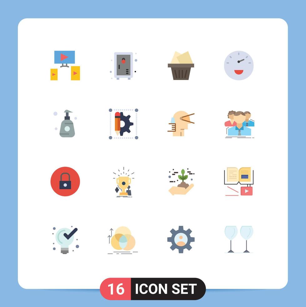 Universal Icon Symbols Group of 16 Modern Flat Colors of computer box locker garden performance Editable Pack of Creative Vector Design Elements