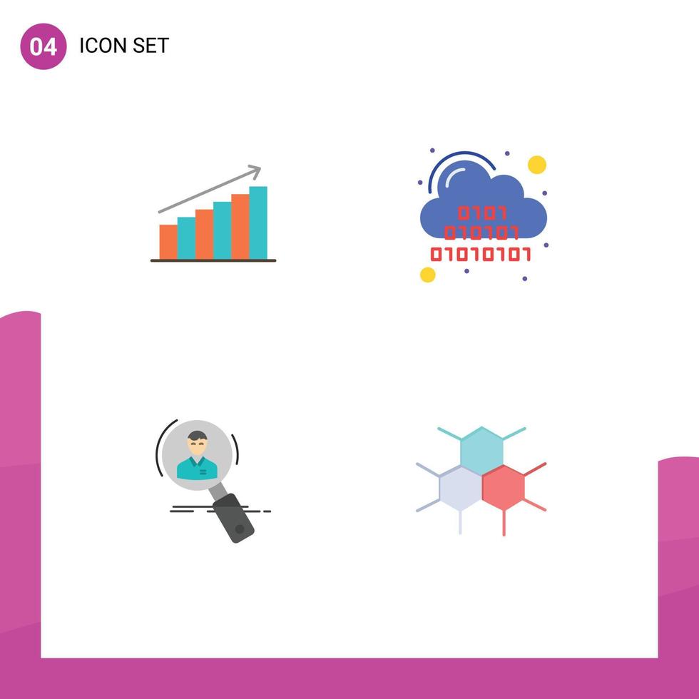 4 iconos planos vectoriales temáticos y símbolos editables de código de análisis servidor de estadísticas comerciales elementos de diseño vectorial editables vector