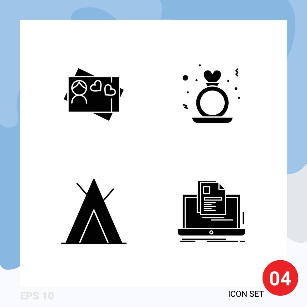 Universal Icon Symbols Group of Modern Solid Glyphs of card tent day ring account Editable Vector Design Elements