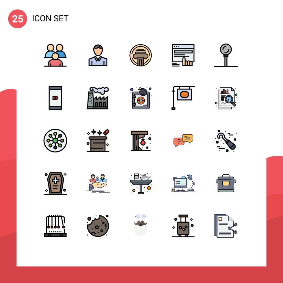 Set of 25 Modern UI Icons Symbols Signs for website touch person finger writer Editable Vector Design Elements