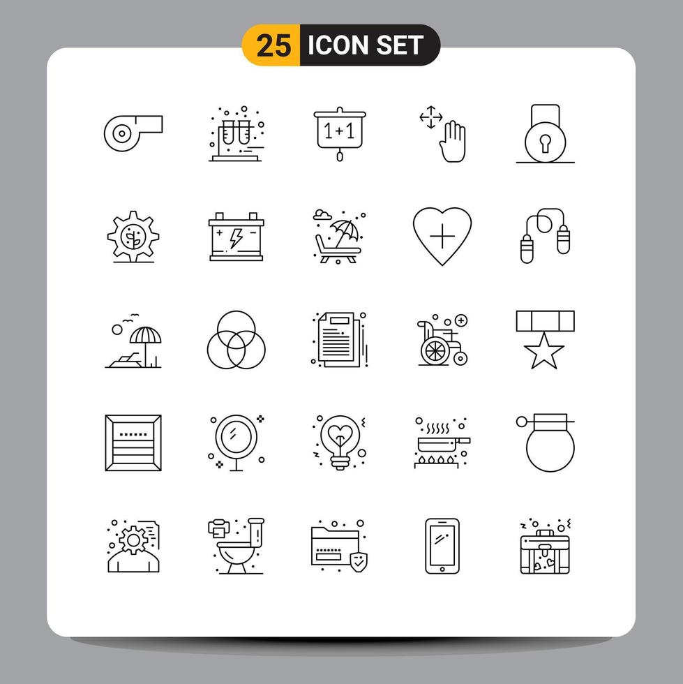 Modern Set of 25 Lines and symbols such as earth protect school lock pad hold Editable Vector Design Elements