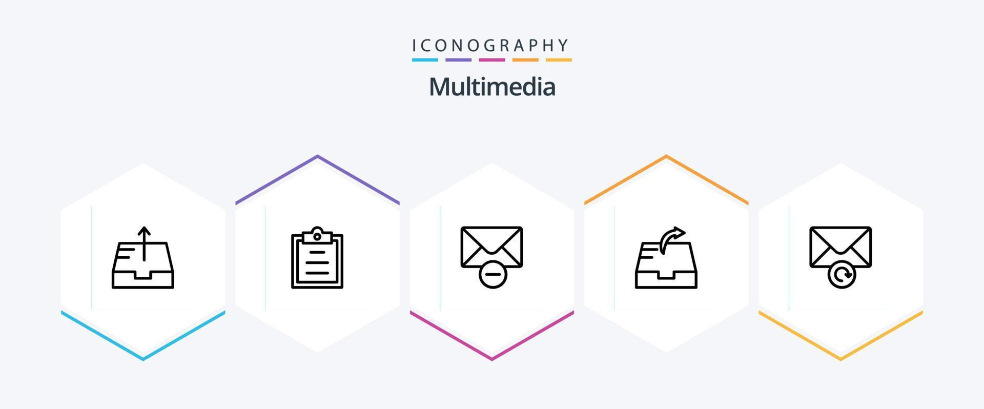 Multimedia 25 Line icon pack including . . message. retry. mail vector
