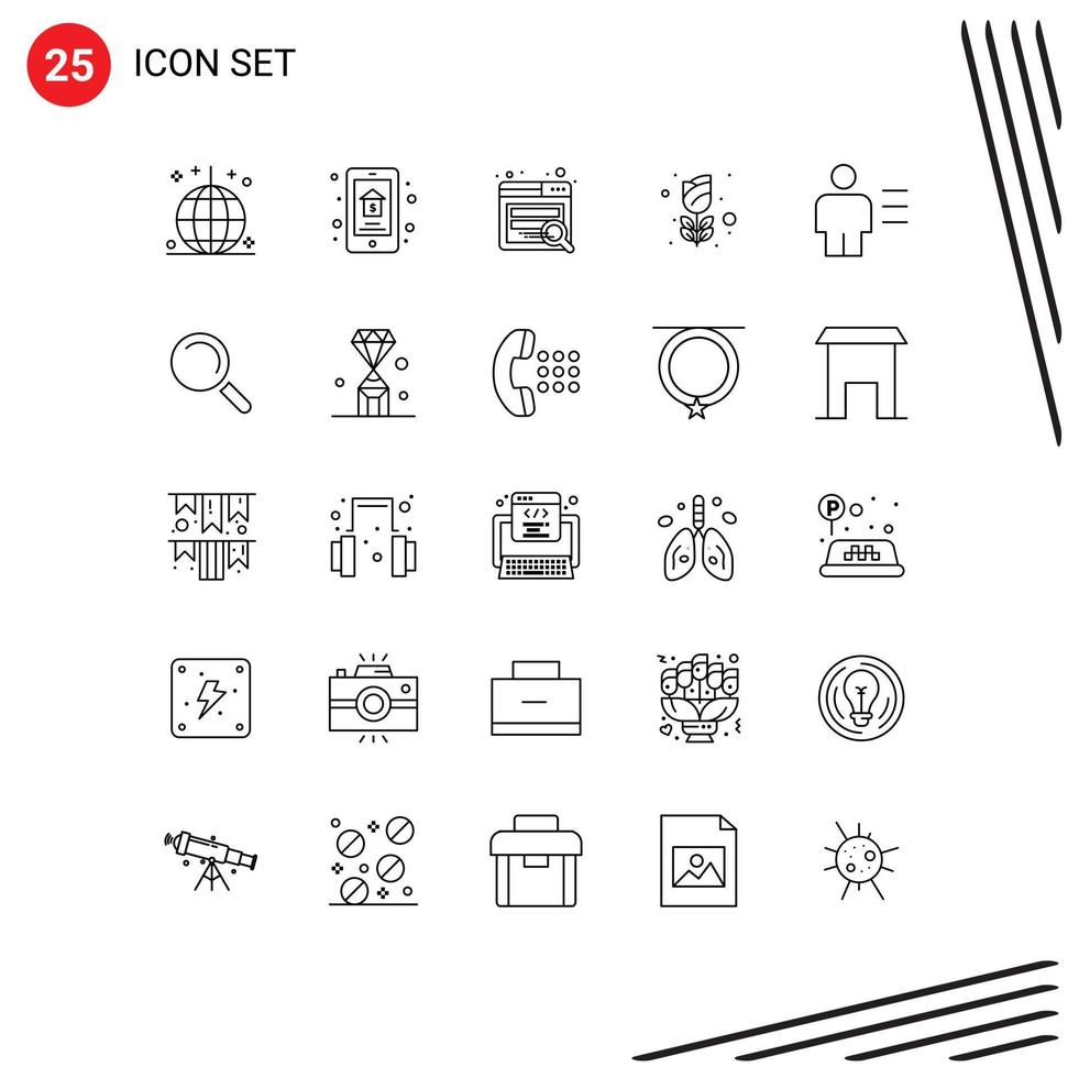 25 Universal Lines Set for Web and Mobile Applications analytics romance property mardi gras website Editable Vector Design Elements