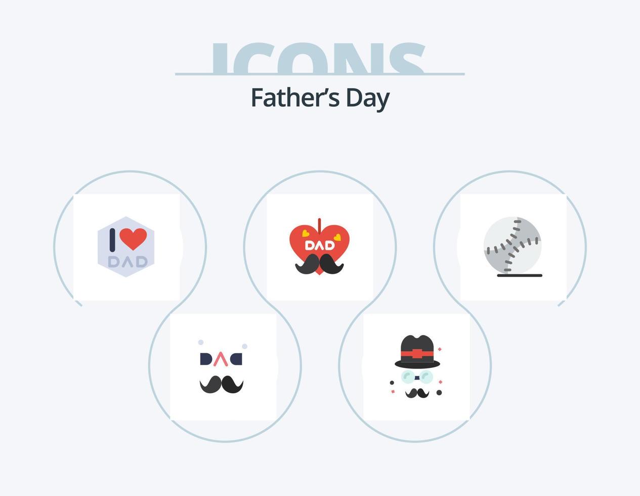 Fathers Day Flat Icon Pack 5 Icon Design. . . brim. baseball. gentleman vector