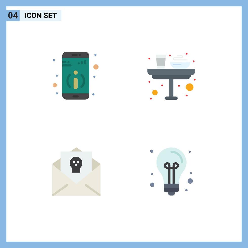 Pack of 4 Modern Flat Icons Signs and Symbols for Web Print Media such as detail event breakfast glass holiday Editable Vector Design Elements