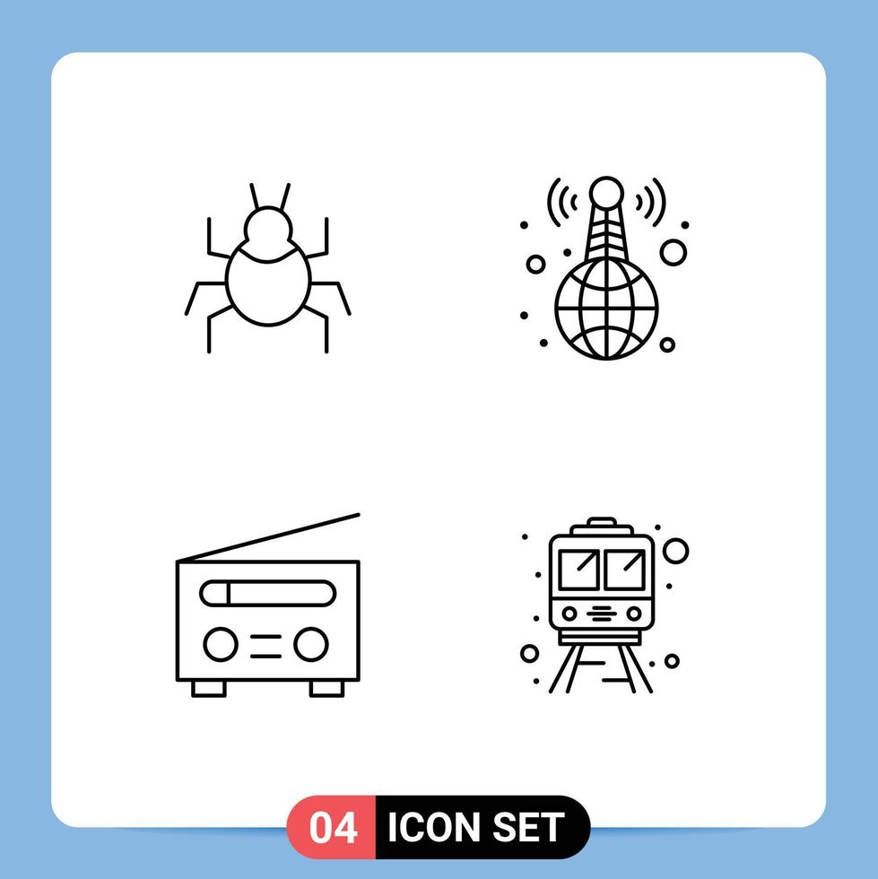 Pictogram Set of 4 Simple Filledline Flat Colors of bug interface indian live user Editable Vector Design Elements