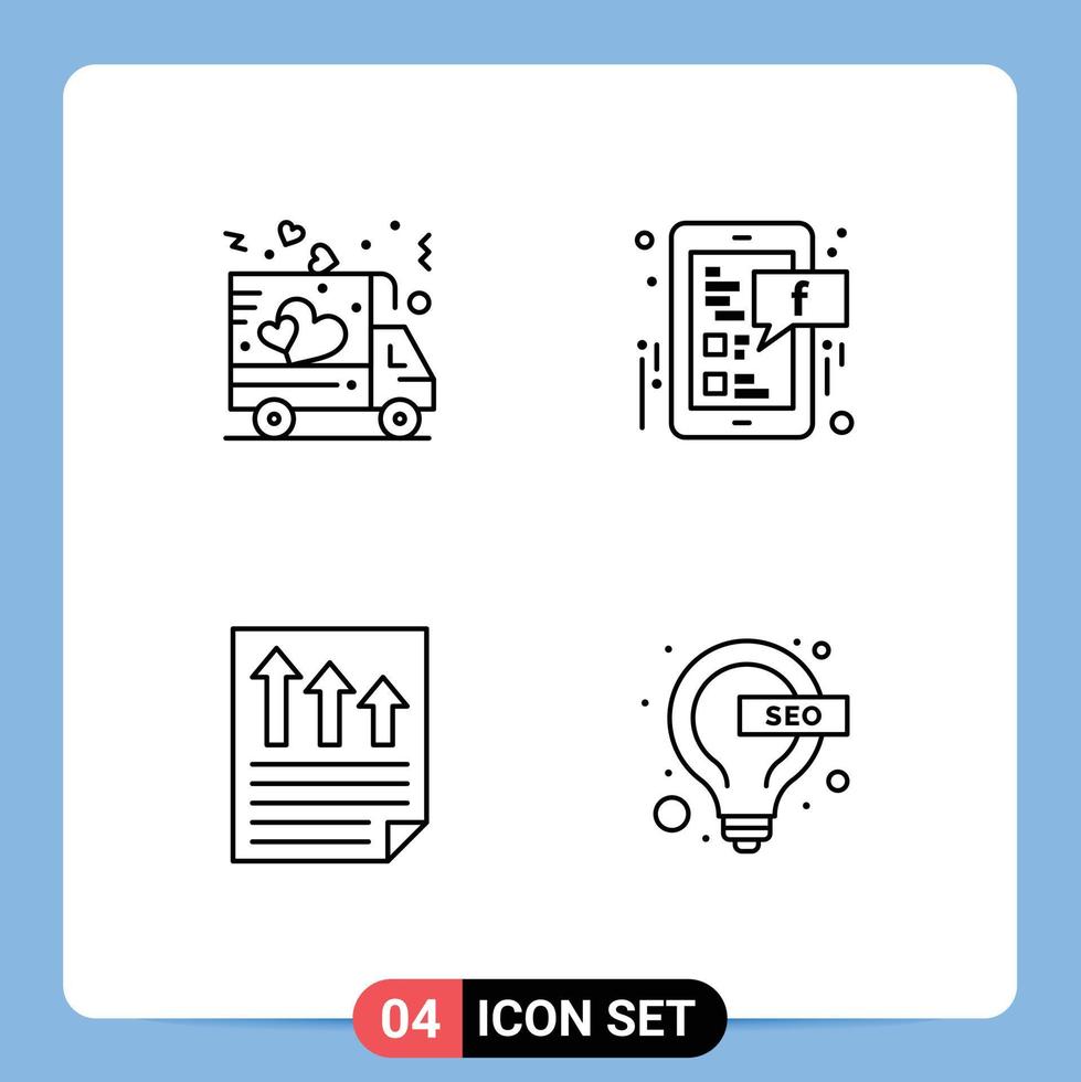 Universal Icon Symbols Group of 4 Modern Filledline Flat Colors of delivery data truck social media page Editable Vector Design Elements