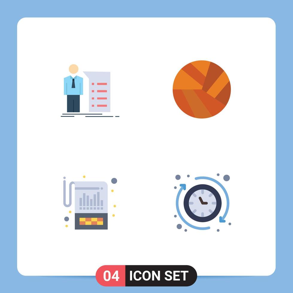 User Interface Pack of 4 Basic Flat Icons of business accounting meeting sport reporting Editable Vector Design Elements