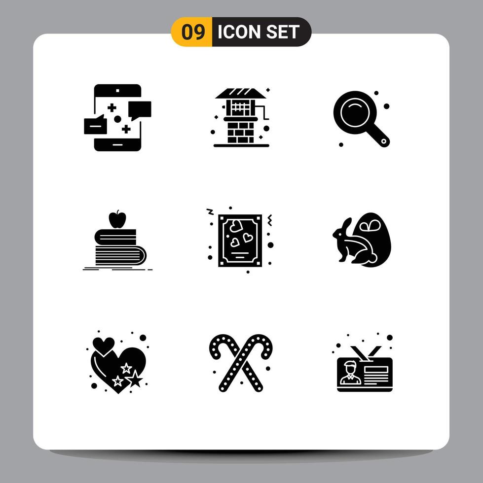 Set of 9 Modern UI Icons Symbols Signs for apple student well school zoom tool Editable Vector Design Elements