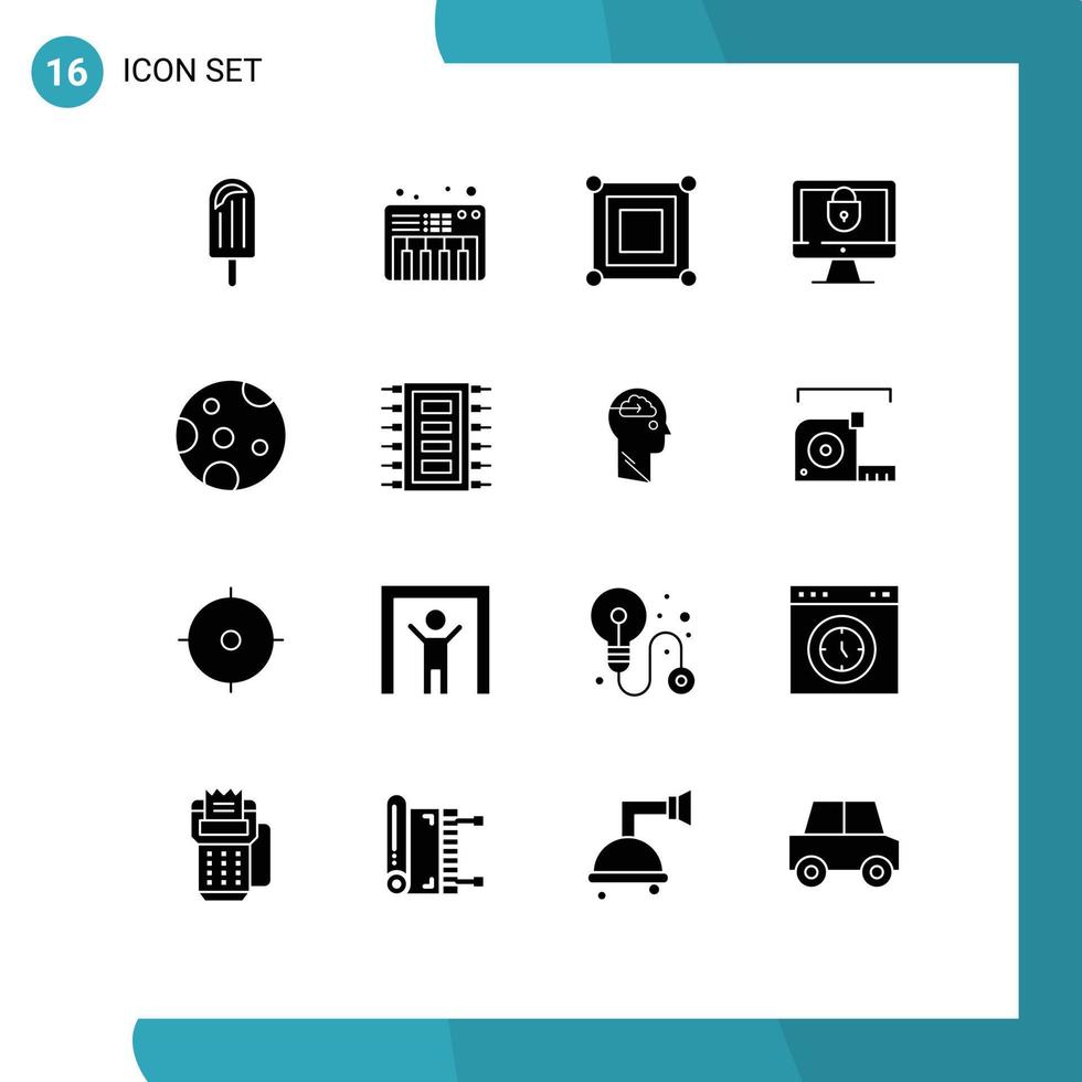 Stock Vector Icon Pack of 16 Line Signs and Symbols for weather moon game security internet Editable Vector Design Elements