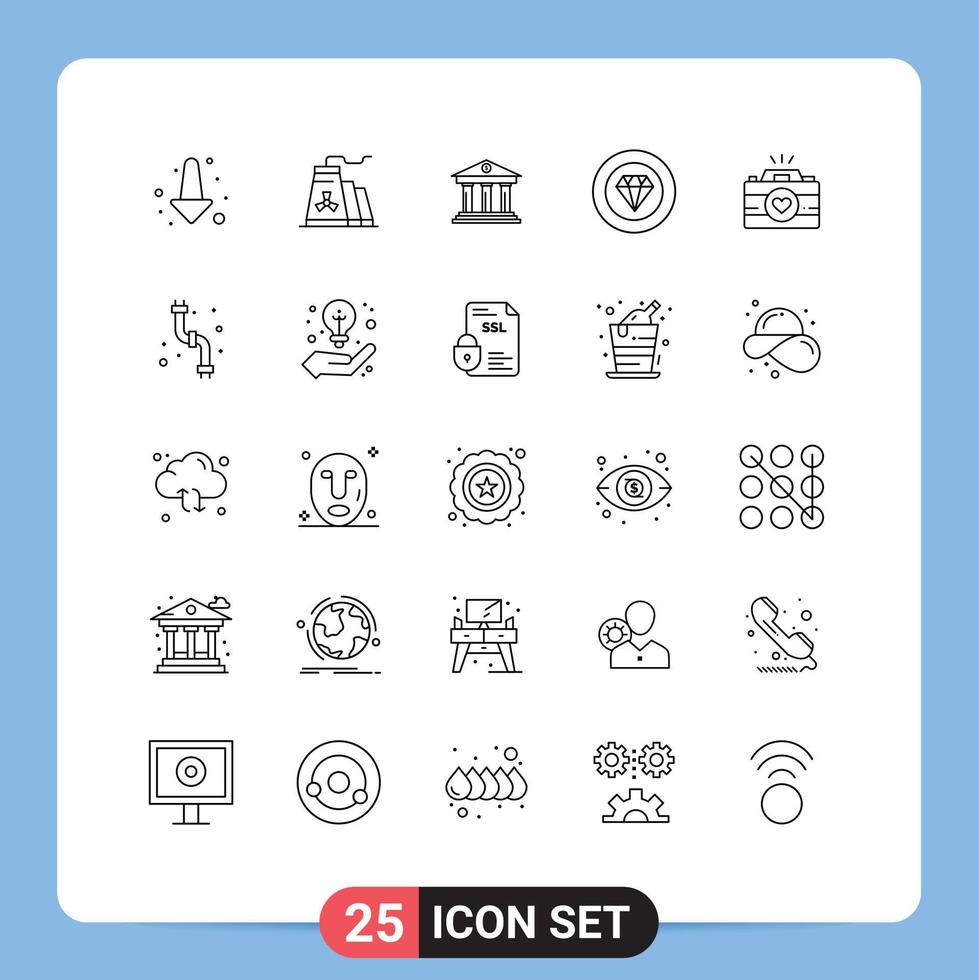 25 Line concept for Websites Mobile and Apps cam performance business jewelry achievements Editable Vector Design Elements