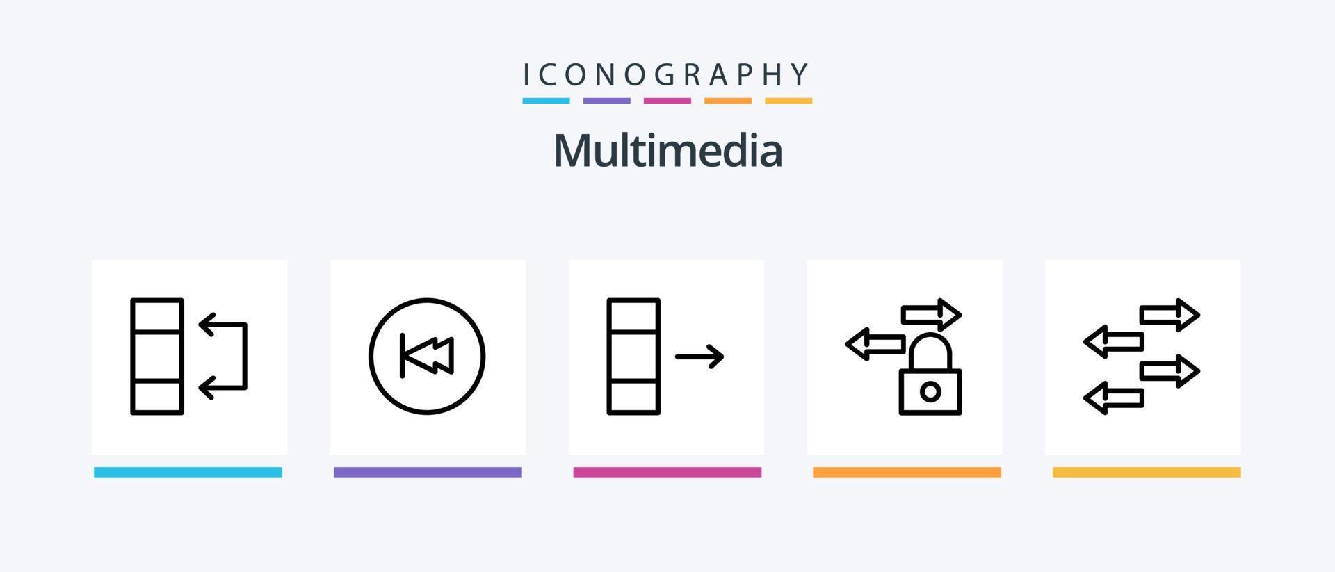 Multimedia Line 5 Icon Pack Including . stop. import. pause. control. Creative Icons Design vector